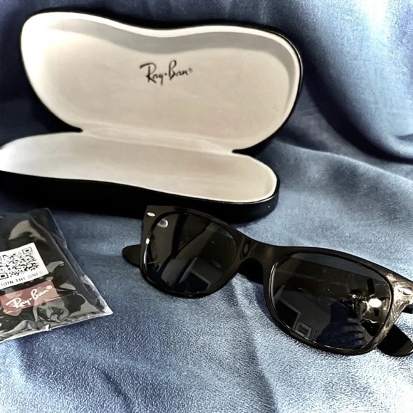 Ray-Ban Black Rx Classic Sunglasses Ray-Ban New Wayfarer Black Classic Sunglasses RB2132  main image 3